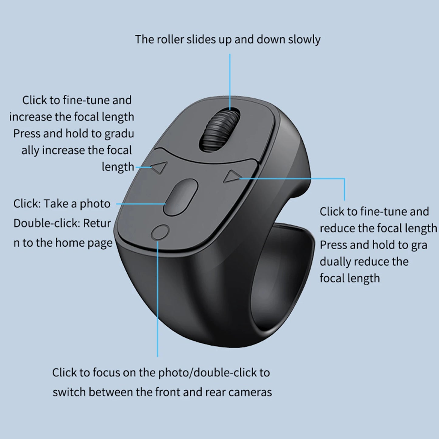 Wireless Fingertip Ring Remote Control Page Turner Bluetooth 5.3 Scrolling Ring for Mobile Phone Wireless Camera Shutter Selfie