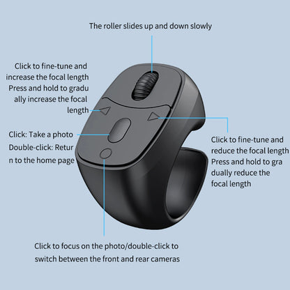 Wireless Fingertip Ring Remote Control Page Turner Bluetooth 5.3 Scrolling Ring for Mobile Phone Wireless Camera Shutter Selfie