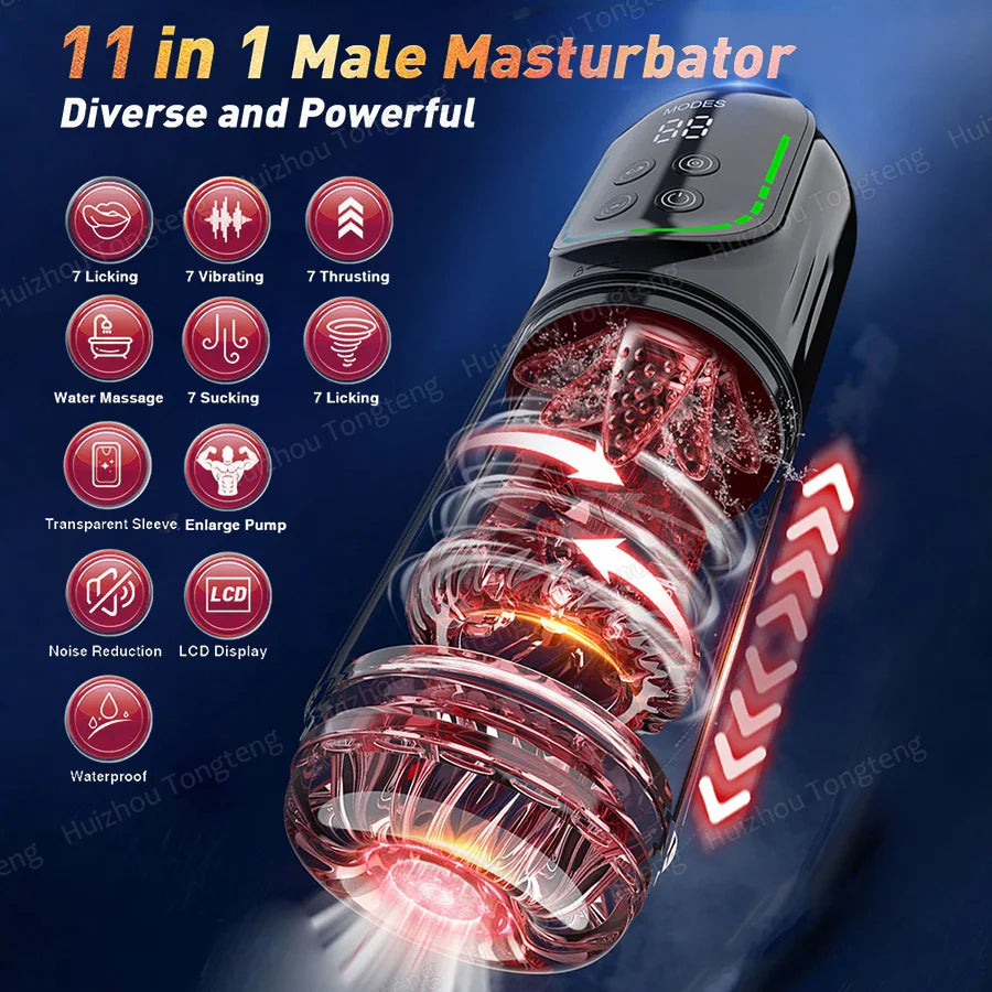 Telescopic Rotation Masturbator Cup Male Sex Toy Automatic Piston Blowjob Vagina Masturbation