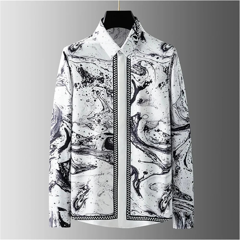 Teglex Luxury Letter Slim Fit Long Sleeve Dress Shirt