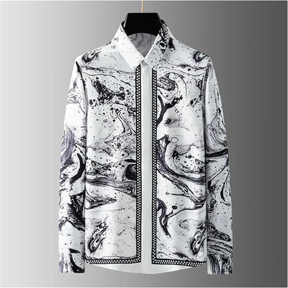 Teglex Luxury Letter Slim Fit Long Sleeve Dress Shirt