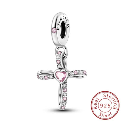 Charm 925 Sterling Silver Pink Pendant Charm Fit Original Charm Bracelet Necklace Beads DIY Jewerlry Accessories