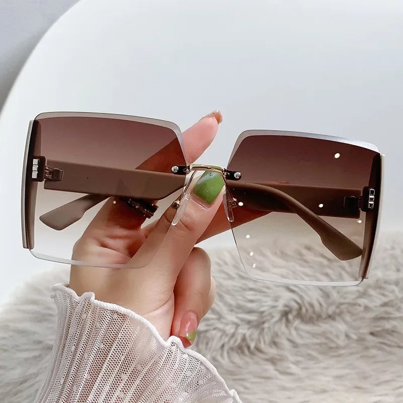 Neue randlose quadratische Sonnenbrille Damen Marken Designer Fashion Sonnenbrille Damen Outdoor Fahrbrille UV400 Oculos De Sol