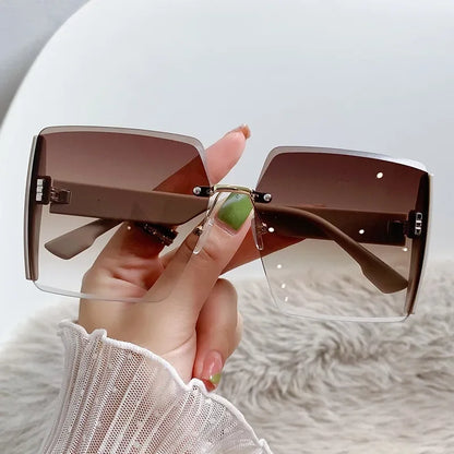 Neue randlose quadratische Sonnenbrille Damen Marken Designer Fashion Sonnenbrille Damen Outdoor Fahrbrille UV400 Oculos De Sol