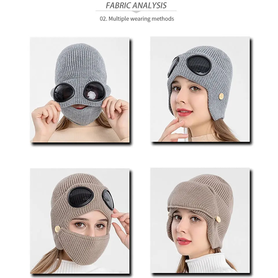 Winter Warm Fashion Windproof Cap Cold And Snow Protection Warm Ski Knit Headwear Outdoor Sports Bicycle Running Cap Men Women