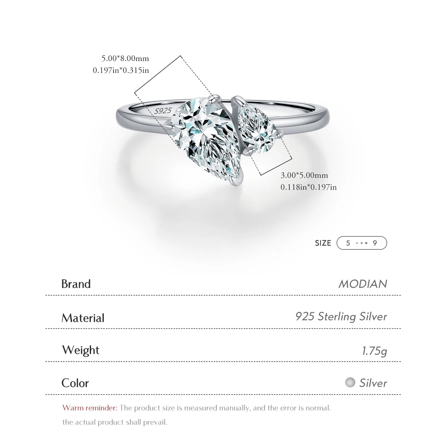 MODIAN Real 925 Sterling Silver Sparkling Water Drop Interweaving Dazzling Clear Pear CZ Finger Rings For Women Fine Jewelry
