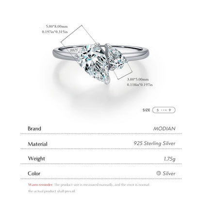 MODIAN Real 925 Sterling Silver Sparkling Water Drop Interweaving Dazzling Clear Pear CZ Finger Rings For Women Fine Jewelry