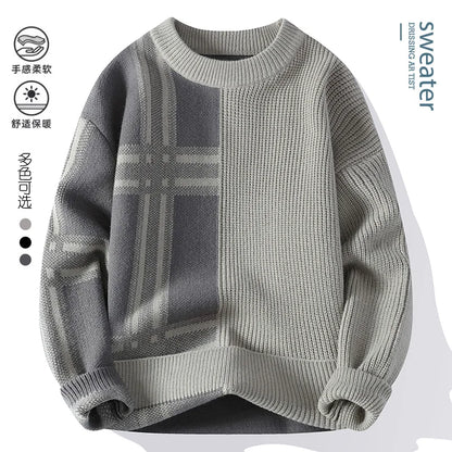 2024 Autumn/Winter New Men's Round Neck Knitted Hoodie Sweater High Quality Skin friendly Fashion Versatile Casual Sweater