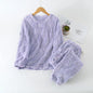Autumn Winter Plaid O-Neck Pullover Top Loose Elastic Waist Trousers Sets Women's Pajamas Set 2 Pieces Woman Nightwear Sleepwear