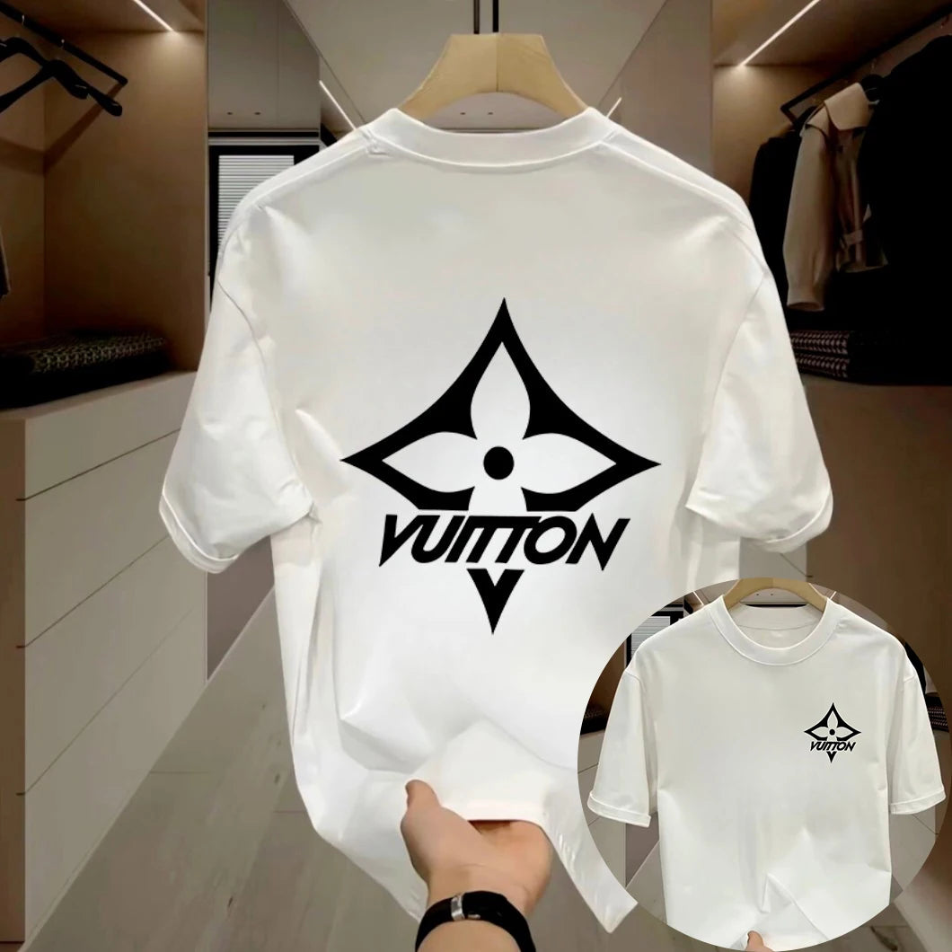 Cotton Lovers Print Round Neck Short Sleeve T-Shirt