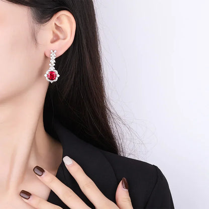 Bellux Fine Jewelry S925 Silver Hot Sale Synthetic Zircon Emerald Sapphire Ruby Luxury Earrings for Women