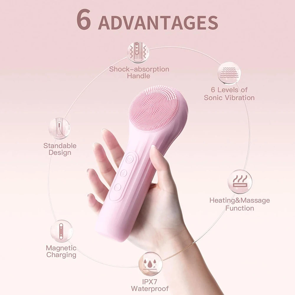 Sonic Wasserdichte Gesichtsreinigungsbürste Wiederaufladbarer Scrubber Exfoliierender Vibrations-Tiefenreinigungs-Gesichtsreiniger Hautpflegewerkzeug