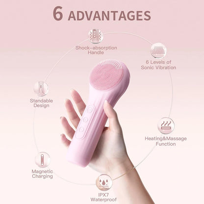 Sonic Wasserdichte Gesichtsreinigungsbürste Wiederaufladbarer Scrubber Exfoliierender Vibrations-Tiefenreinigungs-Gesichtsreiniger Hautpflegewerkzeug