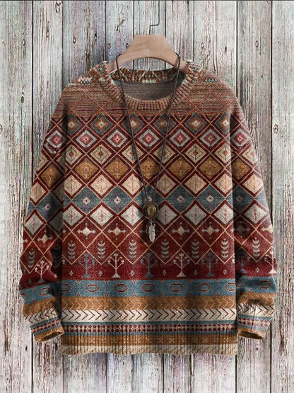 Vintage-Strickpullover mit Musterdruck für Damen und Herren