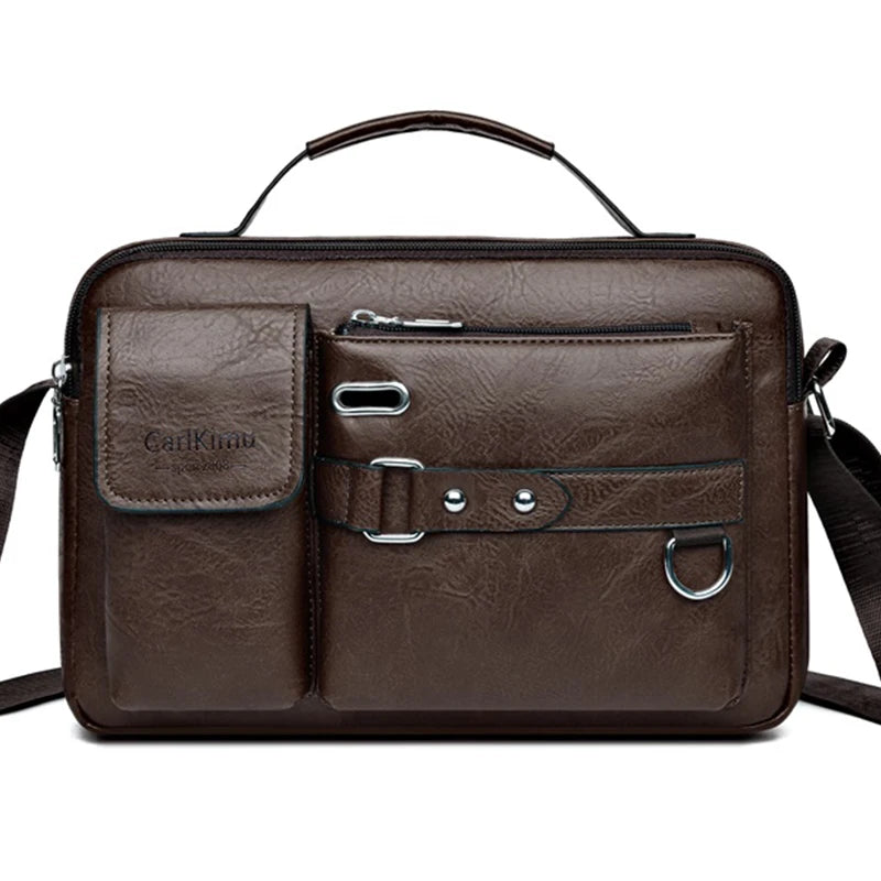 Retro-Umhängetasche für Herren mit wasserdichtem Design, große Laptop-Aktentasche für Büroarbeit, Reisen und Schule