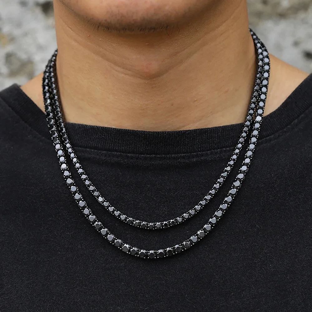 3mm 4mm 5mm 6.5mm Real Black Moissanite Tennis Necklace 100% S925 Sterling Silver Neck Chain GRA