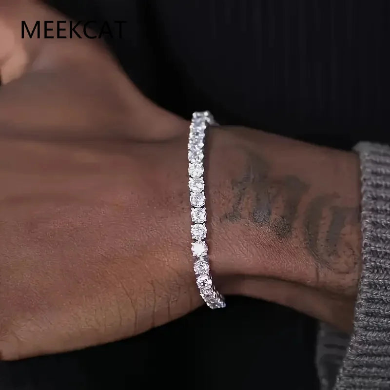 D VVS1 Moissanite Tennis Bracelet Original s925 Sterling Silver 2mm/4mm/5mm Full Diamond Bracelets for Women Man Gift