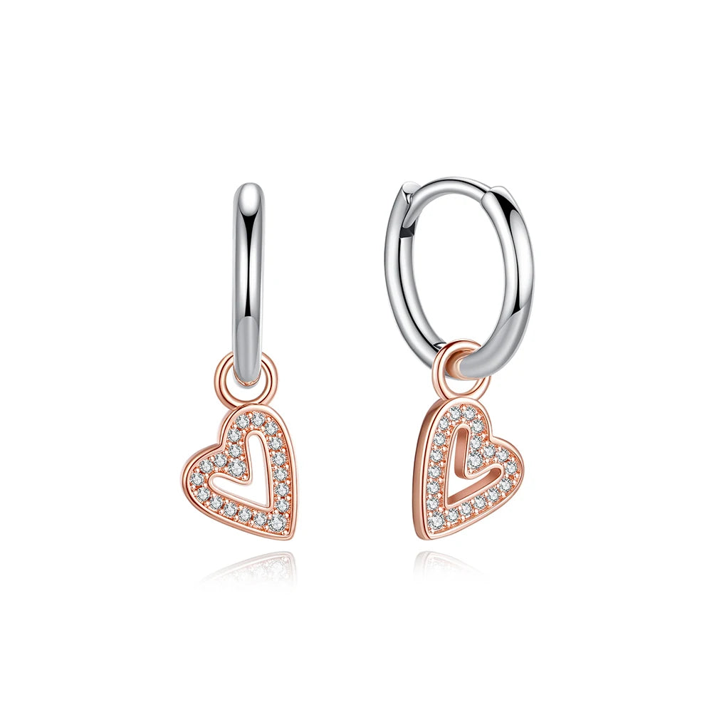 Original 925 Sterling Silber Ohrringe 2025 Stecker Creolen Kristall Ohrringe für Damen Roségold Krone Herz Unendlichkeit Biene Ohrring Schmuck