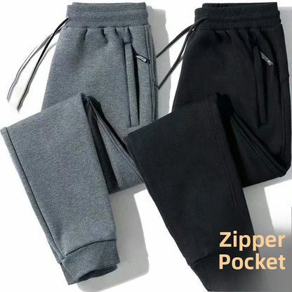 Trendy Men's Fce Lined Cargo Pants Casual Warm Straight Leg Nine-Tenths Sweatpants Spring Autumn Winter Comfortable Sports