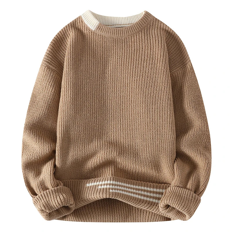 Pullovers Men Fashion Knitted Sweater Mens O-Neck Patchwork Casual Knitwear Slim Pullover Sweaters