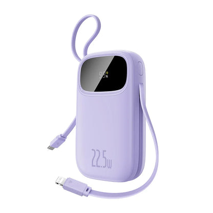 Baseus 22.5W 10000mAh 20000mAh Power Bank Built-In Retractable USB-C & Lightning Cable for iPhone 16 Samsung S25 Xiaomi Poco