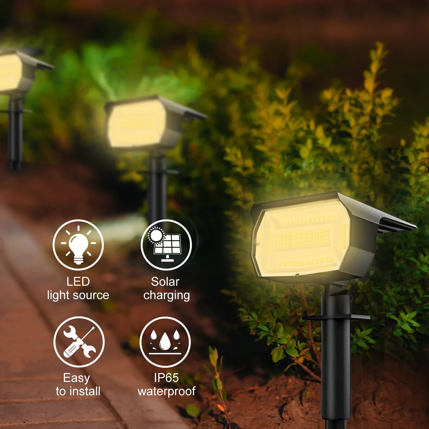 Outdoor 72/68 LED Solar-Landschaftsstrahler IP65 Wasserdichtes Solarlicht mit 3 Modi Solar-Gartenbeleuchtung für den Außenbereich