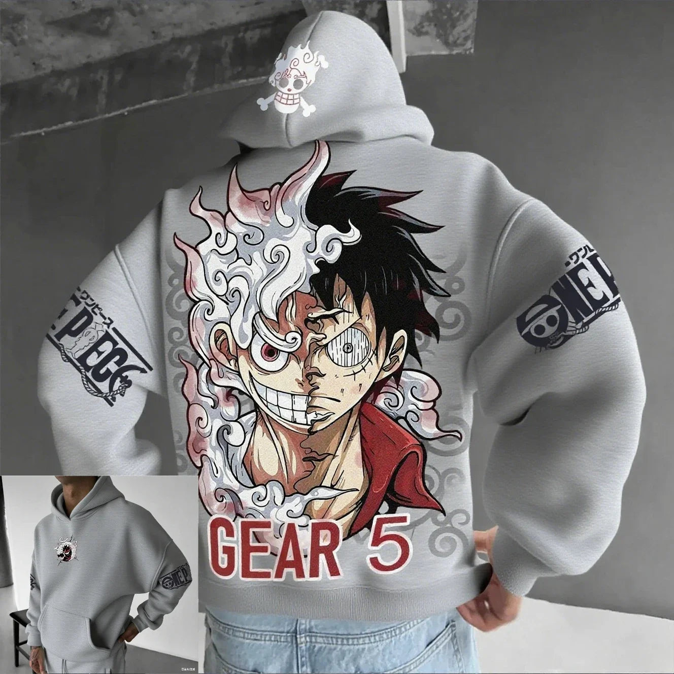 Anime Hoodie Men Women One Piece Luffy Gear 5 Nika Streetwear Casual Pullover Sweatshirt Long Sleeve Tops Autumn Winter Fashion