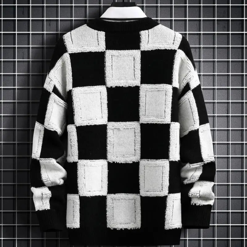 Fall/Winter Mens Brand Pullovers Sweaters High Quality Thick Warm Cashmere Sweater Men Luxury Plaid Pull Homme 2024