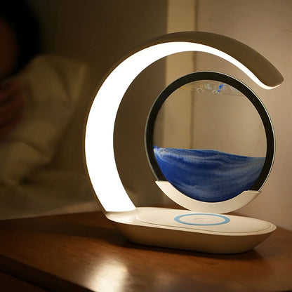 Quicksand Table Lamp USB Wireless Charging 3D Hourglass