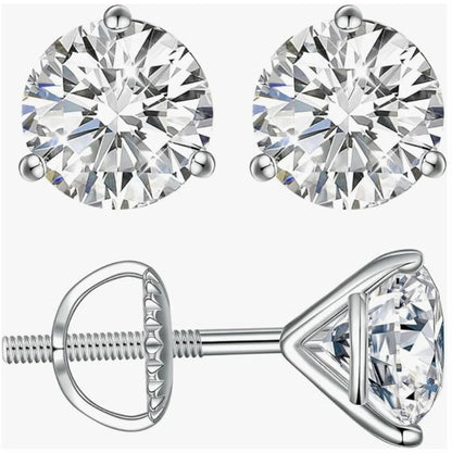 18K Gold 1CT Lab Diamond 3-Claw Earrings Custom