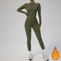 Zipper Winter Fleece Yoga Jumpsuits for Women Bodysuit Longsleeve Sport Overalls Fitness One-Piece Suit Gym Workout Tracksuit