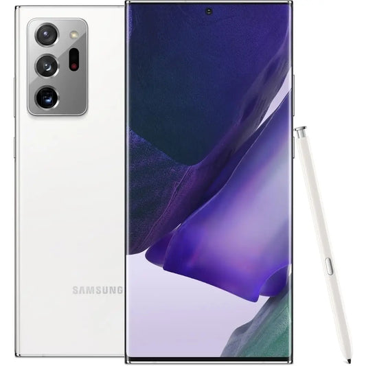 Samsung smartphone with stylus on a white background