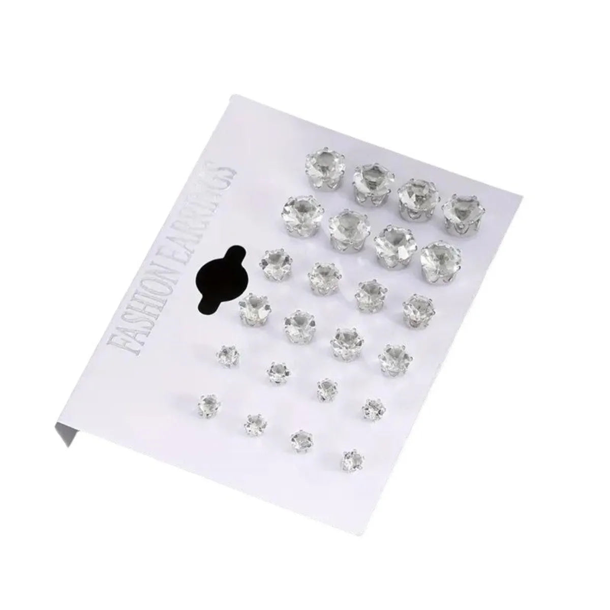 12 Pairs Set Stainless Steel Stud Earrings with Gemstone Buds Round Earrings Unisex