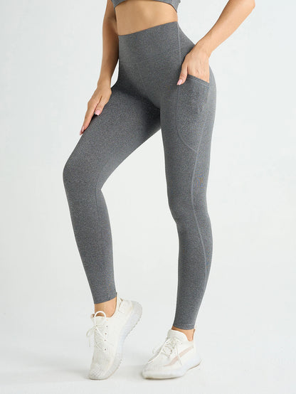 Neue High-Waist-Damen-Leggings Stretch-Yoga-Hosen Strumpfhosen mit Taschen Push-Up-Fitness-Lauf-Sportbekleidung Unifarbene Hosen