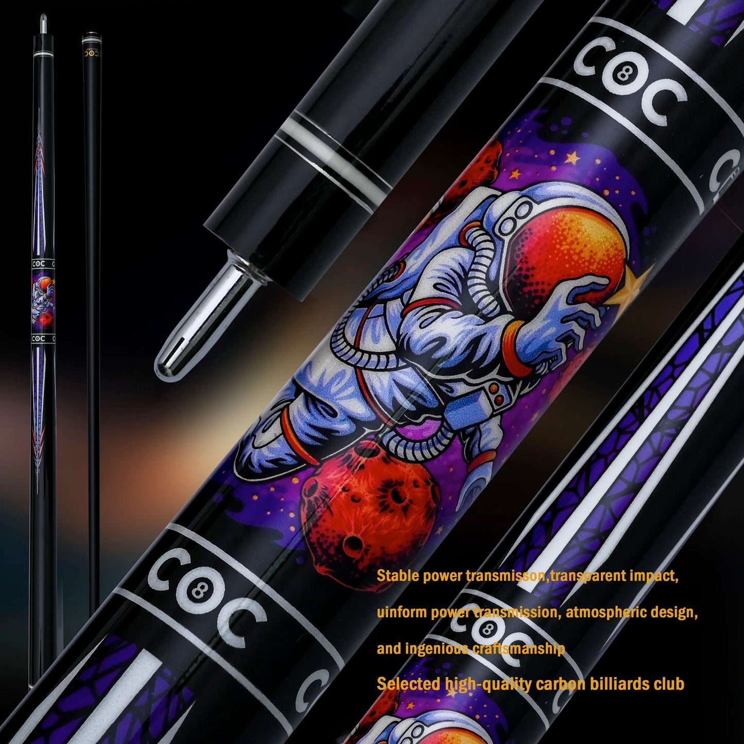 Low Deflection 12.5mm Professional Carbon Composite Pool Cue - Multi-Layer Tip & Stainless Steel Joint | High Performance cue