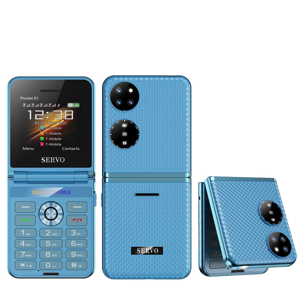 SERVO Pocket S1 Klapp-Handy 4 SIM Standby Anrufaufzeichnung Magische Stimme Kurzwahl Blacklist 2,4" Faltbare tragbare Handys