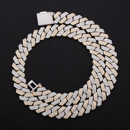 Provence Moissanite Cuban Chain Bracelet for Men Two-color S925 Silver Rapper Bangles Hip Hop Bracelet Miami Link Chain for Man