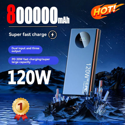 80000mAh Powerbank mit hoher Kapazität, 120W Super-Schnelllade-Powerbank, tragbares Akku-Ladegerät für iPhone Samsung Huawei Xiaomi