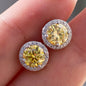 925 Sterling Silver 1 Carat Moissanite Round Earrings Engagement Wedding Daily Work Party Travel Luxurious Gift For Women