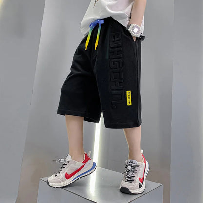 Kinder-Shorts, Sommerkleidung, locker, bequem, atmungsaktiv, Fünfviertelhosen, Jungen-Freizeitsporthosen für draußen