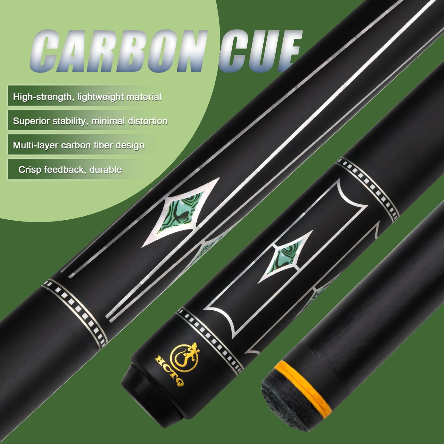 12.5mm Tip Carbon Billiard Cue Stick with Multi-layer Tip, High Performance for American Pool and Carom Billiards Enthusiasts