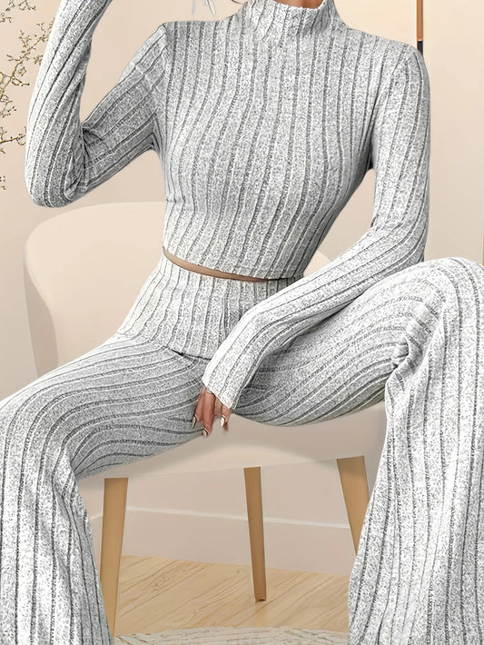Women's Turtleneck Long Sleeve Trousers Set – Winter