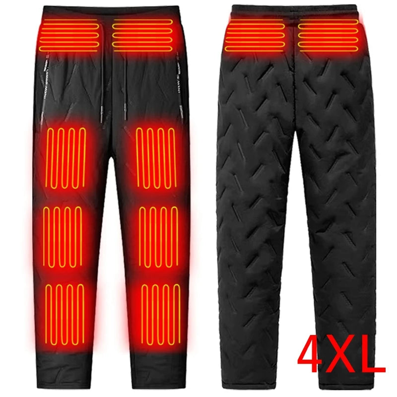 Heated Pants for Men Women, Thick Electric 10 Zones Heating Trousers Winter Outdoor Warm Thermal Trousers (Battery Not Included)