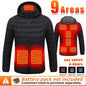 Neue beheizte Jacke Herren Damen Mäntel 9/21 Zonen USB selbstbeheizte Kleidung Winter Ski Camping beheizte Daunenjacke mit abnehmbarer Kapuze