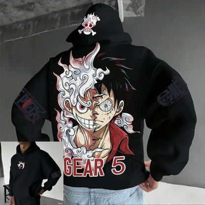 Anime Hoodie Men Women One Piece Luffy Gear 5 Nika Streetwear Casual Pullover Sweatshirt Long Sleeve Tops Autumn Winter Fashion