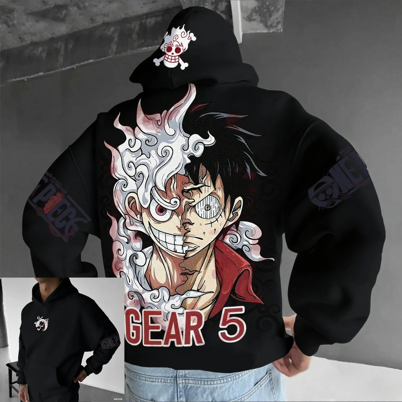 Anime Hoodie Men Women One Piece Luffy Gear 5 Nika Streetwear Casual Pullover Sweatshirt Long Sleeve Tops Autumn Winter Fashion