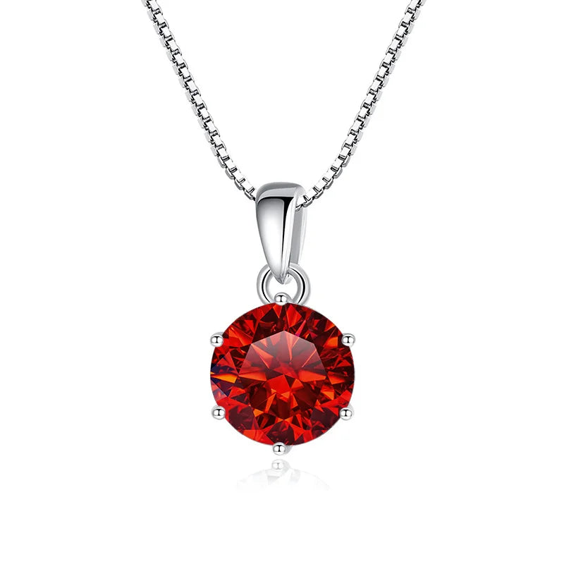 JoyceJelly 1 CT Real Moissanite Pendant Necklace For Women Royal Blue Color Moissanite 925 Sterling Silver Wedding Fine Jewelry