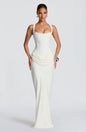 Brown Off-Shoulder Pleated Banquet Dress