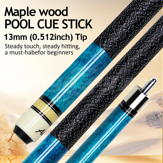 Pro-Grade Maple Pool Cue 13mm Hard-Elastic Rainbow Tip Shockproof & Anti-Deformation Uni-Loc Quick-Release Joint