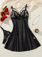 Ladies' wine red countryside style wheat ear embroidery semi transparent nightgown, elegant and comfortable, bow design ZA825066